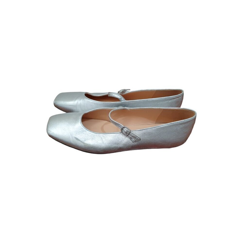 Jcrew Anya Mary Jane flats in Silver Size 10 - Picture 6 of 11